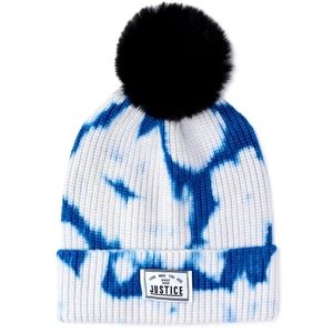 Justice Girls Tie Dye Beanie with Faux Fur Pom